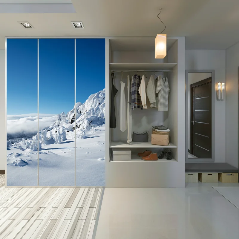 Schrankaufkleber ruhige verschneite berglandschaft