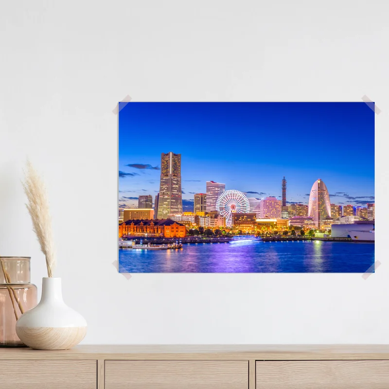 Poster Yokohama skyline bei dämmerung Poster Yokohama skyline bei dämmerung