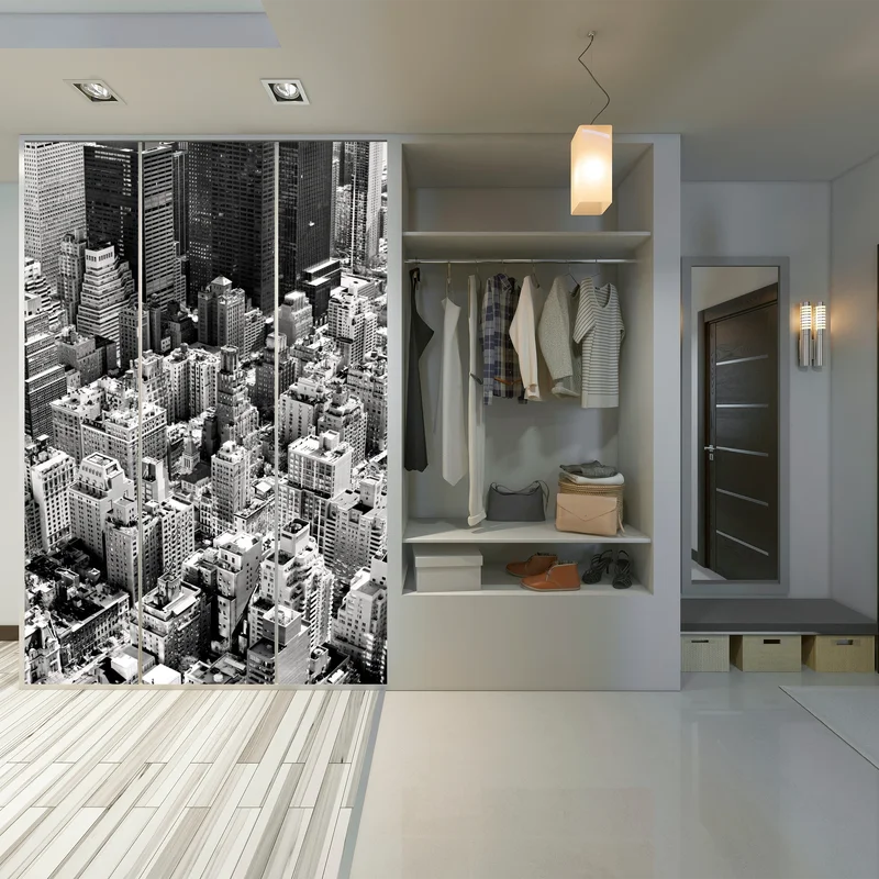 Schrankaufkleber Manhattan luftaufnahme skyline in monochrom