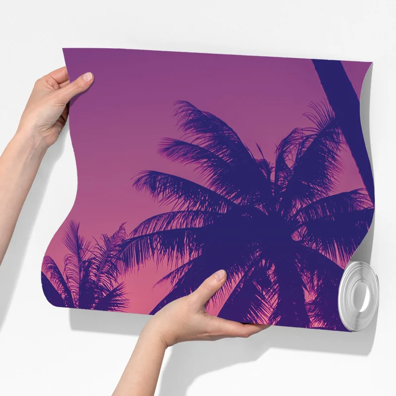 Fototapete tropischer sonnenuntergang mit palmensilhouette Fototapete tropischer sonnenuntergang mit palmensilhouette