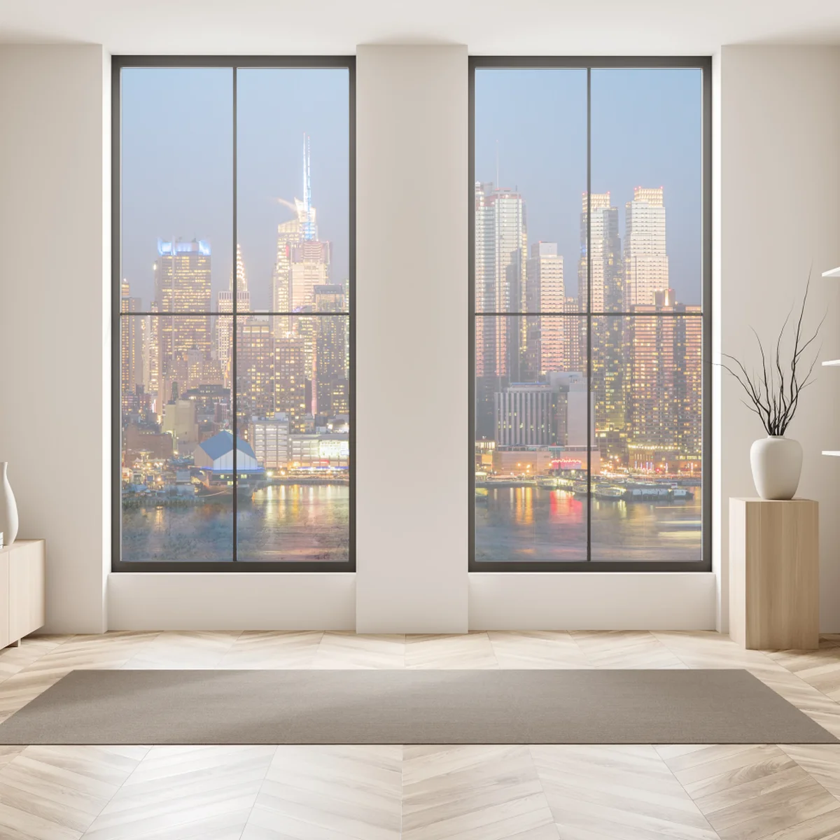 Fensteraufkleber panorama von New York bei dämmerung Fensteraufkleber panorama von New York bei dämmerung