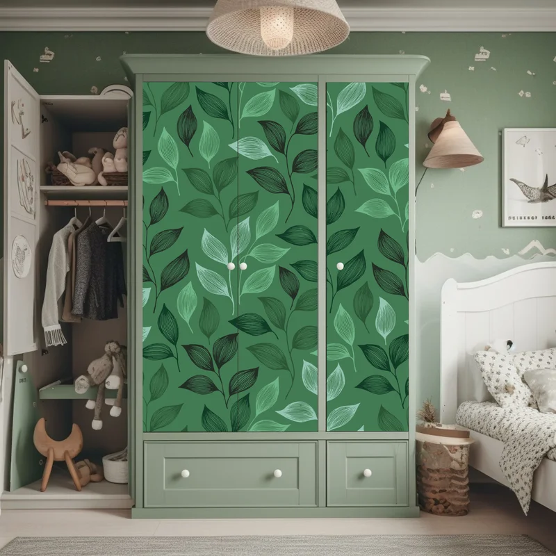 Schrankaufkleber grünes botanisches blättermuster