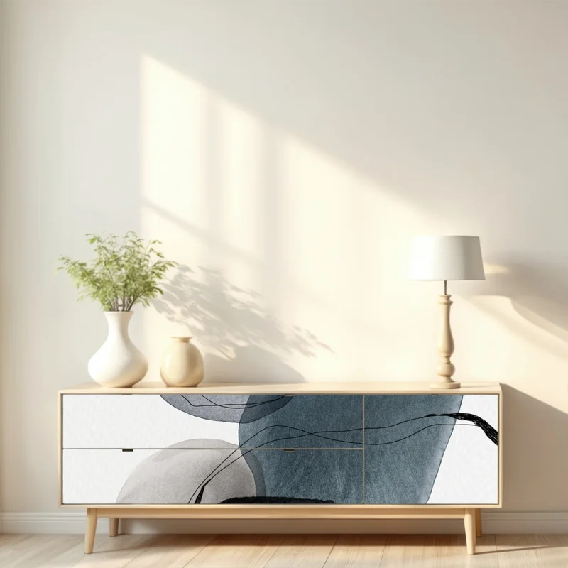 Repositionierbarer Aufkleber ruhige blaue aquarellkugeln