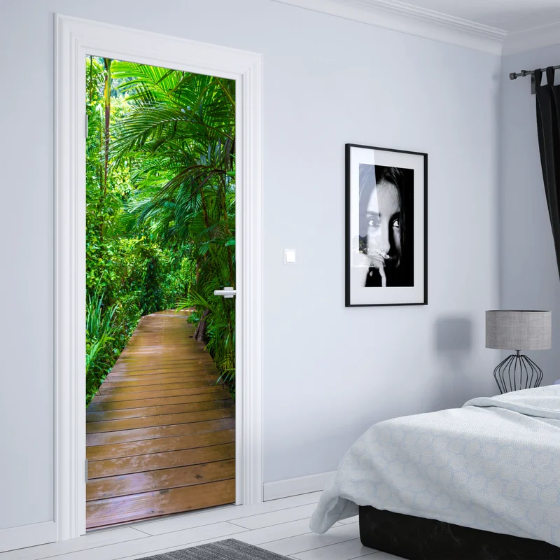 Türaufkleber mangrovensteg durch üppigen grünen dschungel Türaufkleber mangrovensteg durch üppigen grünen dschungel