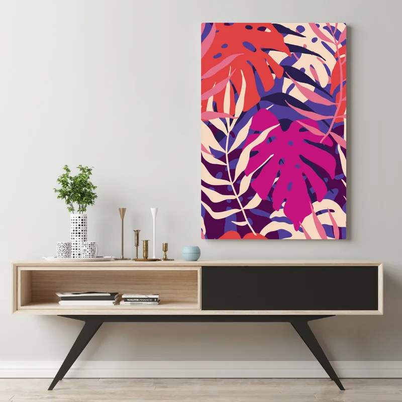 Leinwandbild pastell tropisches blattmuster Leinwandbild pastell tropisches blattmuster
