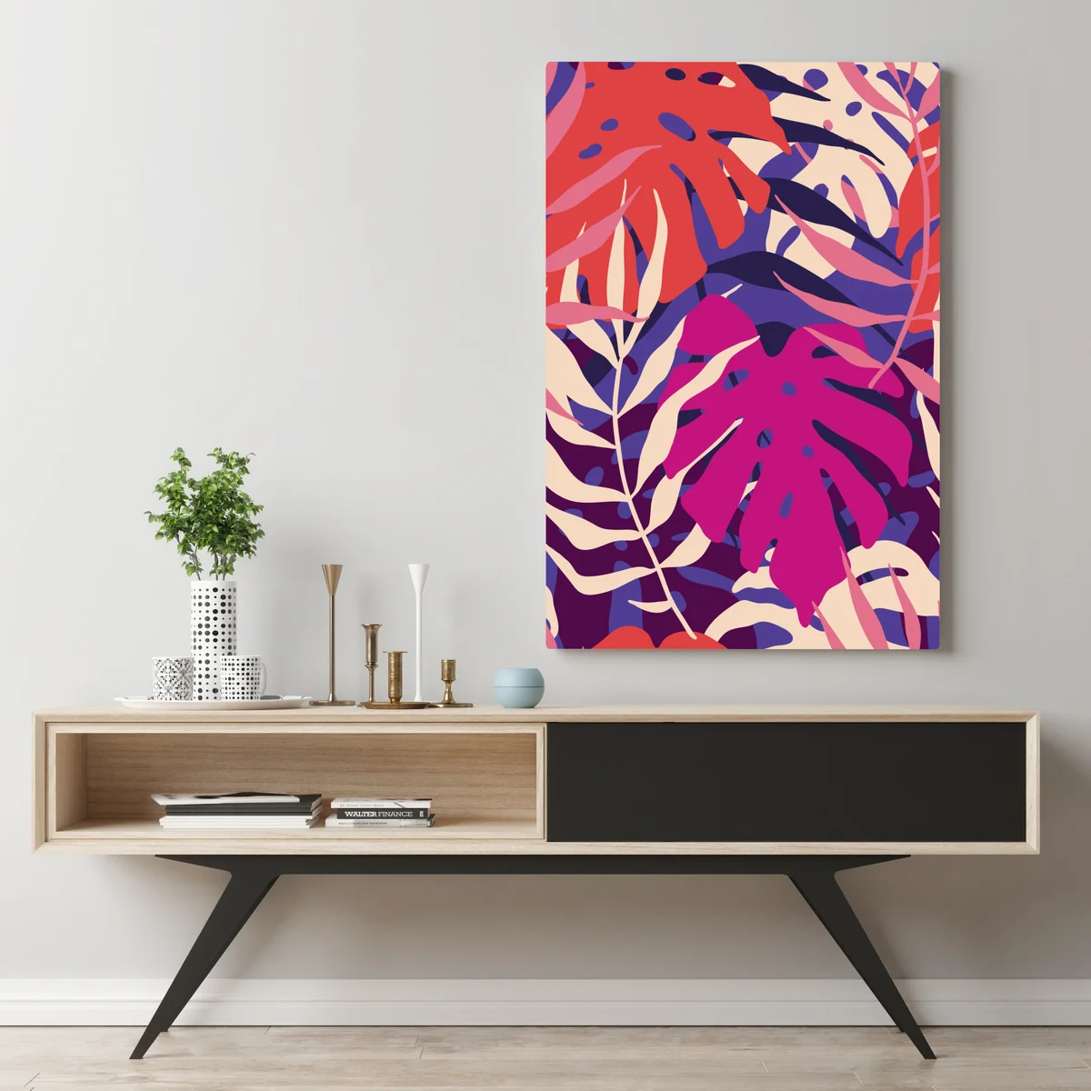 Leinwandbild pastell tropisches blattmuster Leinwandbild pastell tropisches blattmuster