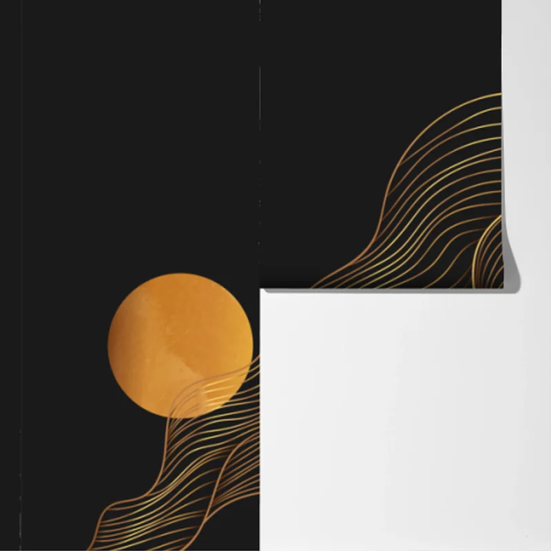 Fototapeta złote fale na czarnym tle — abstrakcyjna kompozycja Fototapeta złote fale na czarnym tle — abstrakcyjna kompozycja