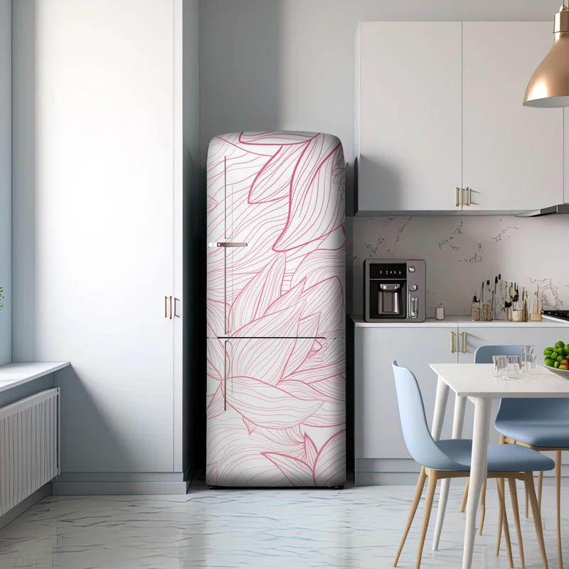 Kühlschrankaufkleber zartes rosa blumenlinienmuster