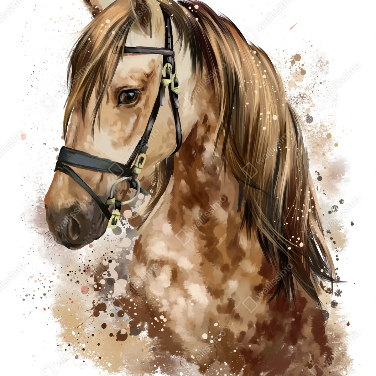 Naklejka na okno akwarelowy portret brązowego konia Naklejka na okno akwarelowy portret brązowego konia