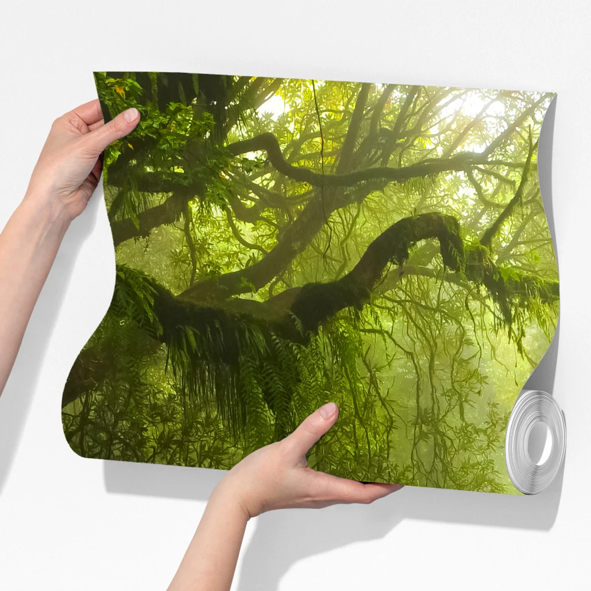 Fototapete üppiger nebliger waldwasserfall Fototapete üppiger nebliger waldwasserfall