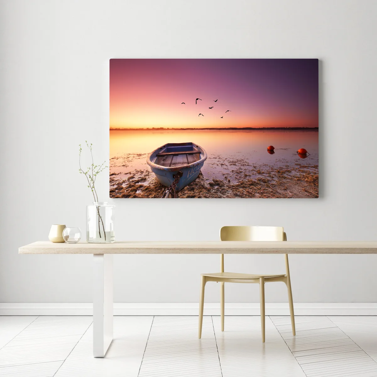 Leinwandbild friedliche bootsstimmung im abendlicht Leinwandbild friedliche bootsstimmung im abendlicht