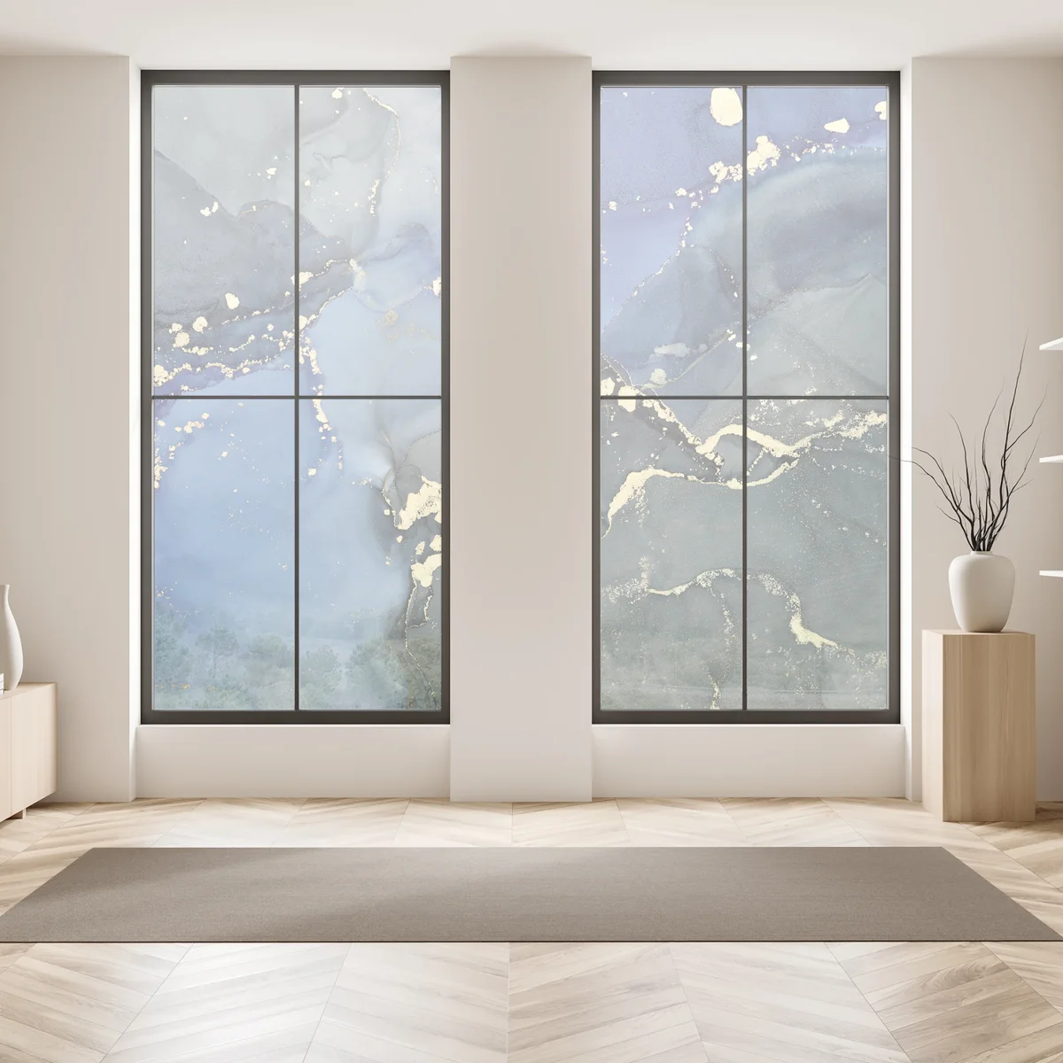 Fensteraufkleber luxuriöse blau-goldene abstraktion Fensteraufkleber luxuriöse blau-goldene abstraktion