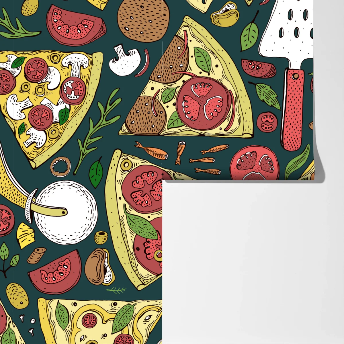 Fototapeta kolorowy wzór plasterków pizzy Fototapeta kolorowy wzór plasterków pizzy