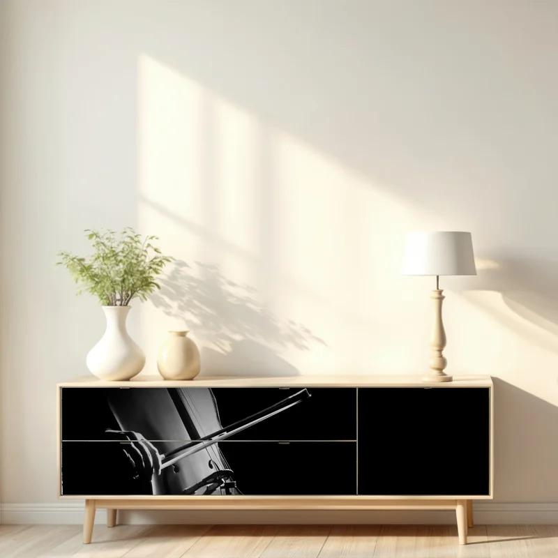 Repositionierbarer Aufkleber elegantes cello in monochrom