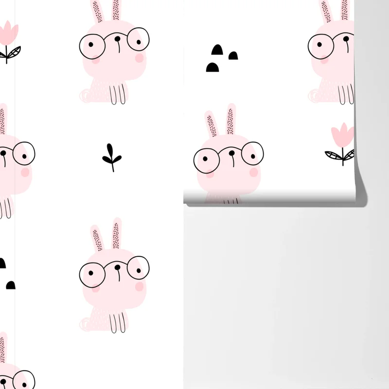 Fototapete verspieltes rosa kaninchenmuster für kinderzimmer Fototapete verspieltes rosa kaninchenmuster für kinderzimmer