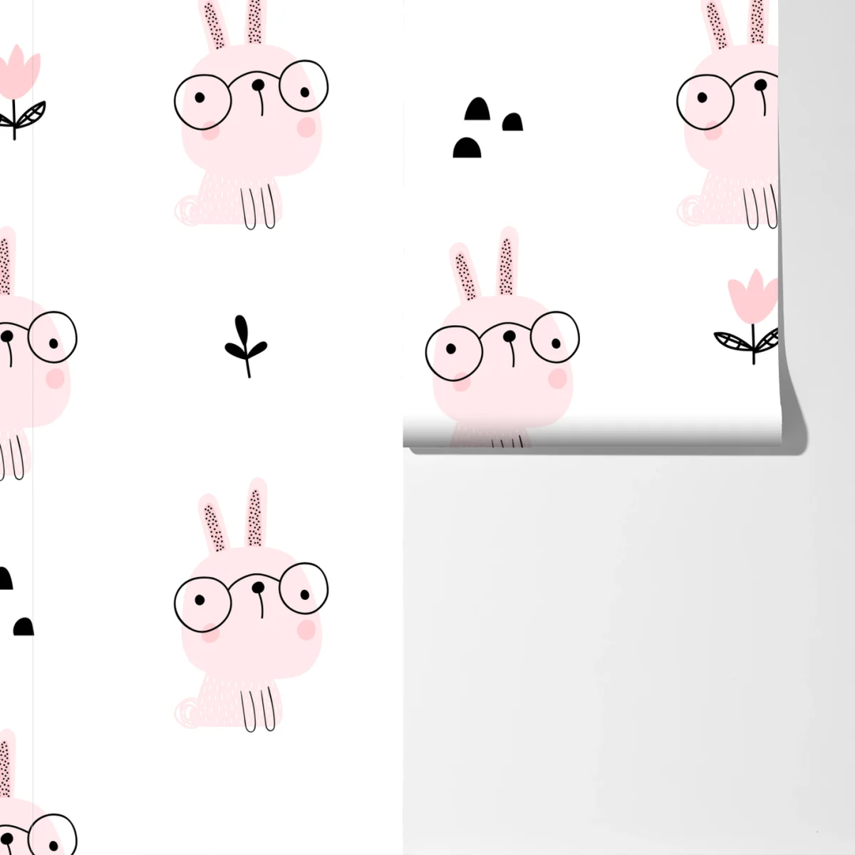 Fototapete verspieltes rosa kaninchenmuster für kinderzimmer Fototapete verspieltes rosa kaninchenmuster für kinderzimmer