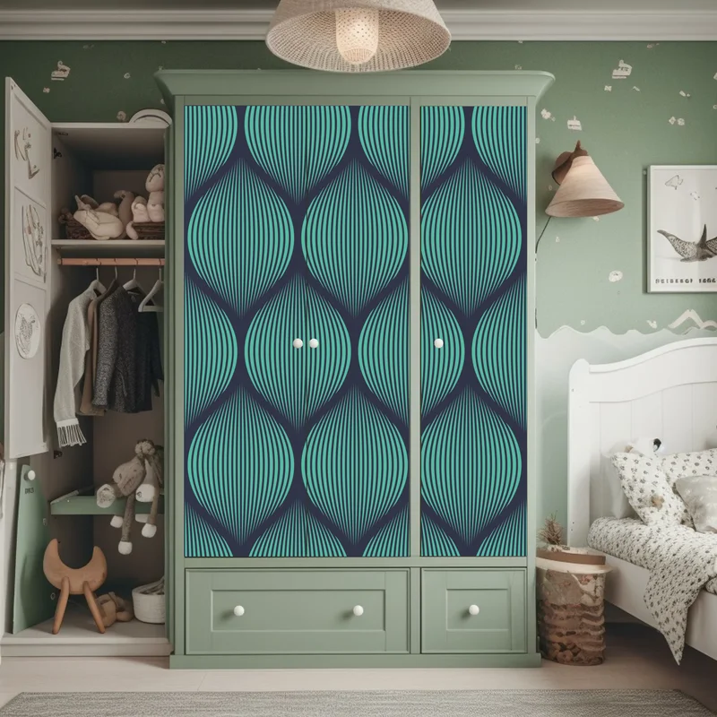 Schrankaufkleber türkis geometrisches tropfenmuster