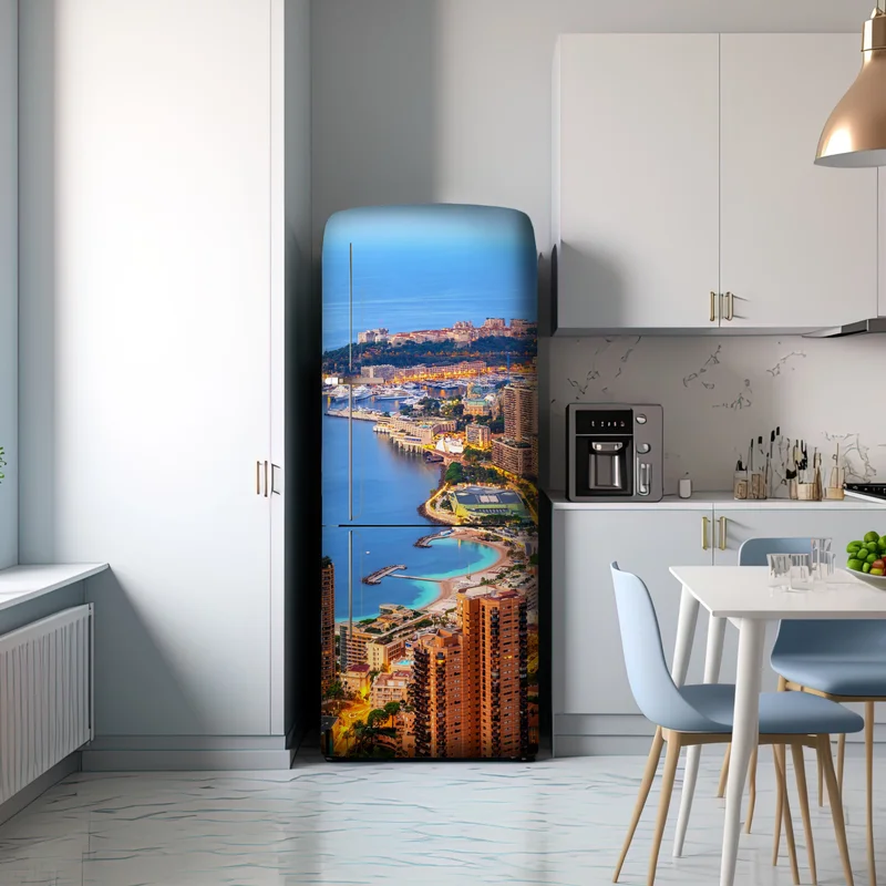 Kühlschrankaufkleber Monaco küstenstadt panorama bei dämmerung