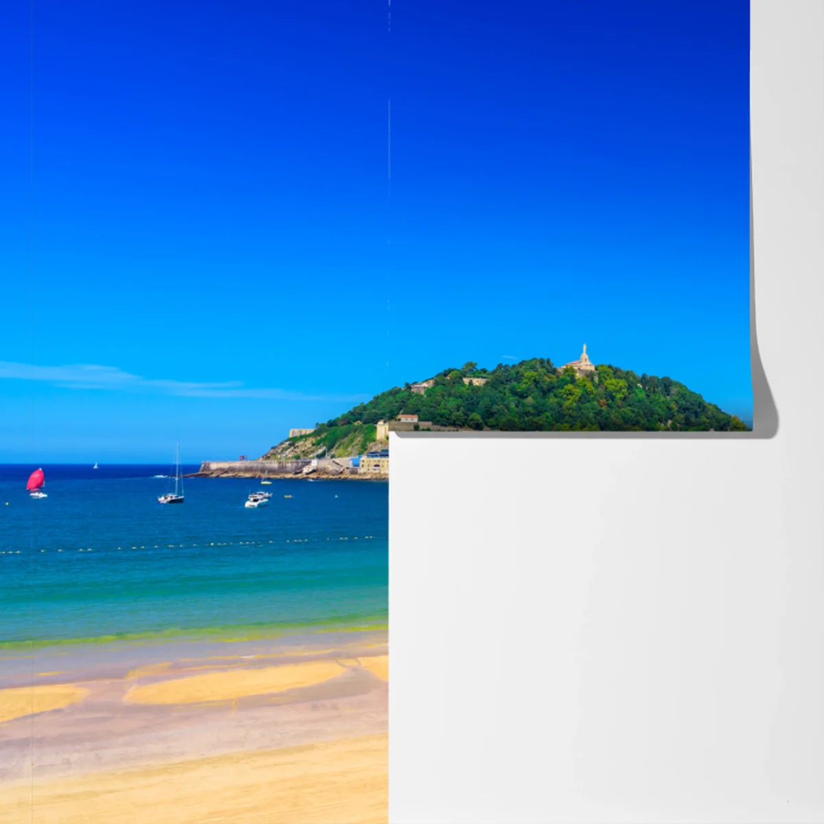 Fototapete sonnige küstenpanorama mit goldenem sand Fototapete sonnige küstenpanorama mit goldenem sand