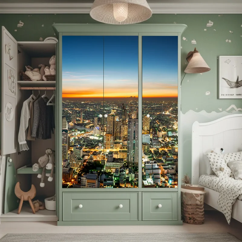 Schrankaufkleber panorama von Bangkok bei dämmerung Schrankaufkleber panorama von Bangkok bei dämmerung