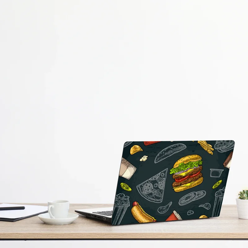 Naklejka na laptopa retro wzór fast food
