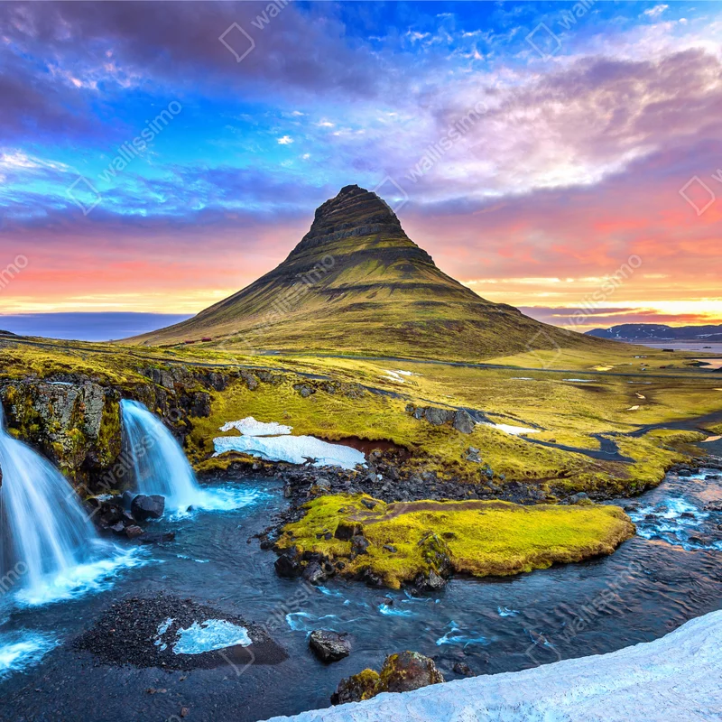 Fensteraufkleber Kirkjufell sonnenaufgang berglandschaft Fensteraufkleber Kirkjufell sonnenaufgang berglandschaft