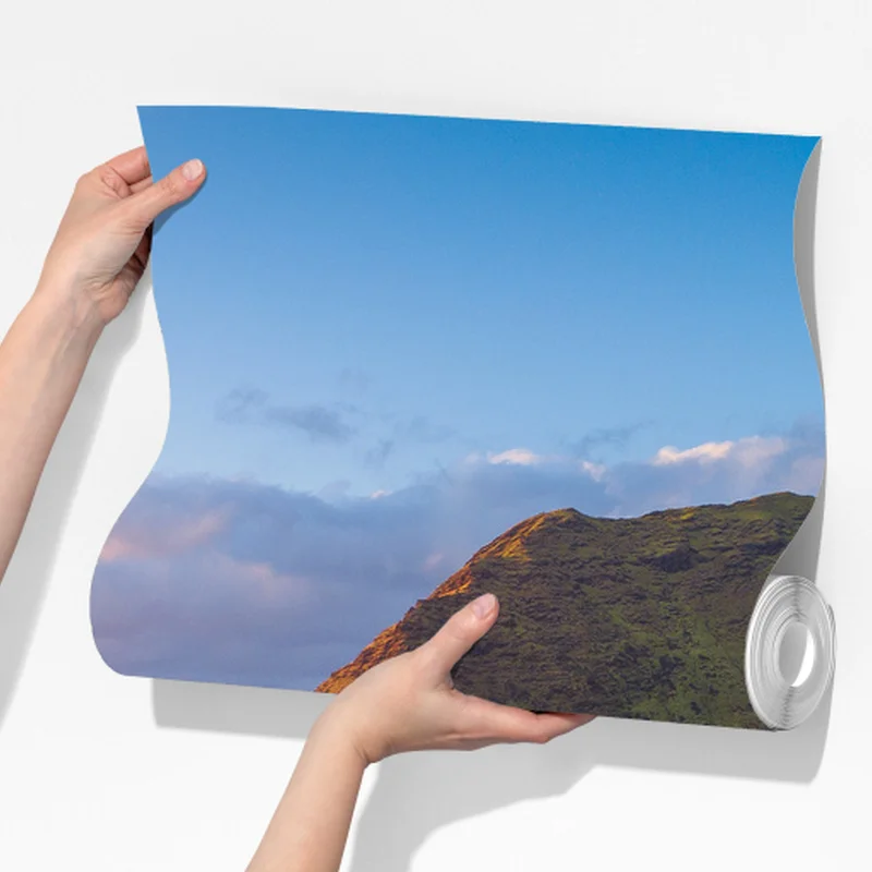 Fototapeta panorama plaży o zachodzie słońca z górami tropikalnymi Fototapeta panorama plaży o zachodzie słońca z górami tropikalnymi