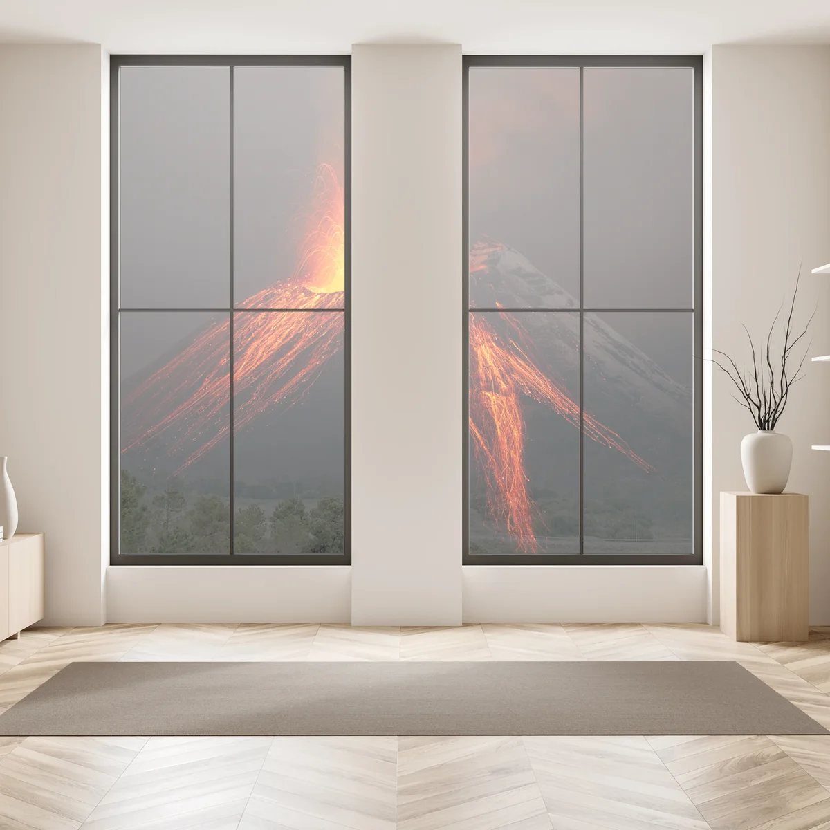 Fensteraufkleber glühender vulkanausbruch bei nacht Fensteraufkleber glühender vulkanausbruch bei nacht