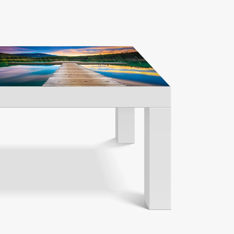 Tischaufkleber und Schreibtischaufkleber ruhiger bergsee im sonnenuntergang