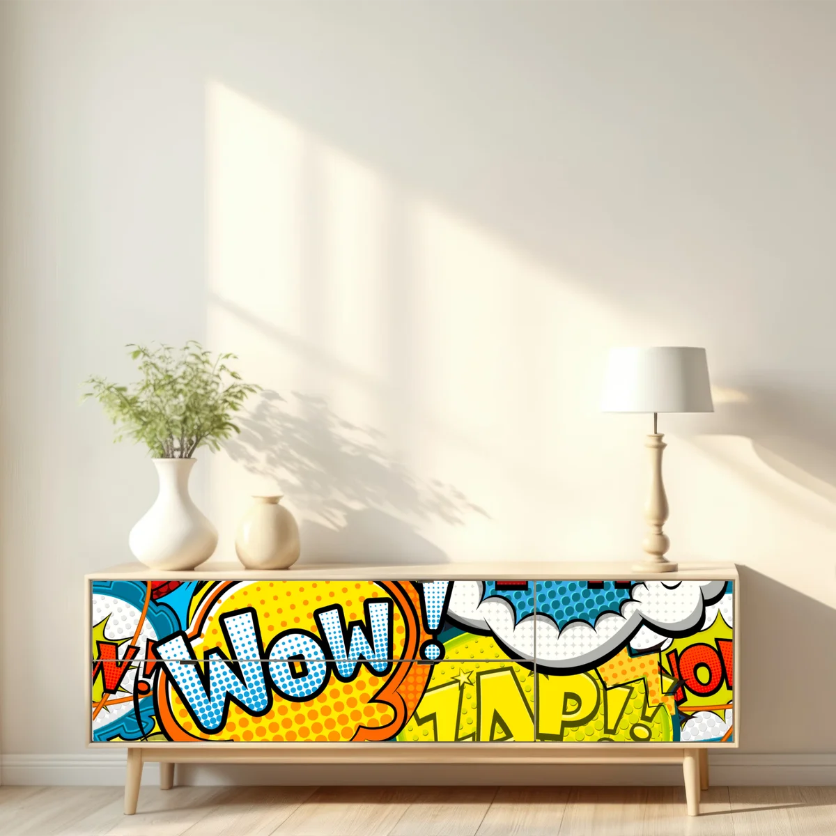 Repositionierbarer Aufkleber bunte comic pop-art-collage Repositionierbarer Aufkleber bunte comic pop-art-collage