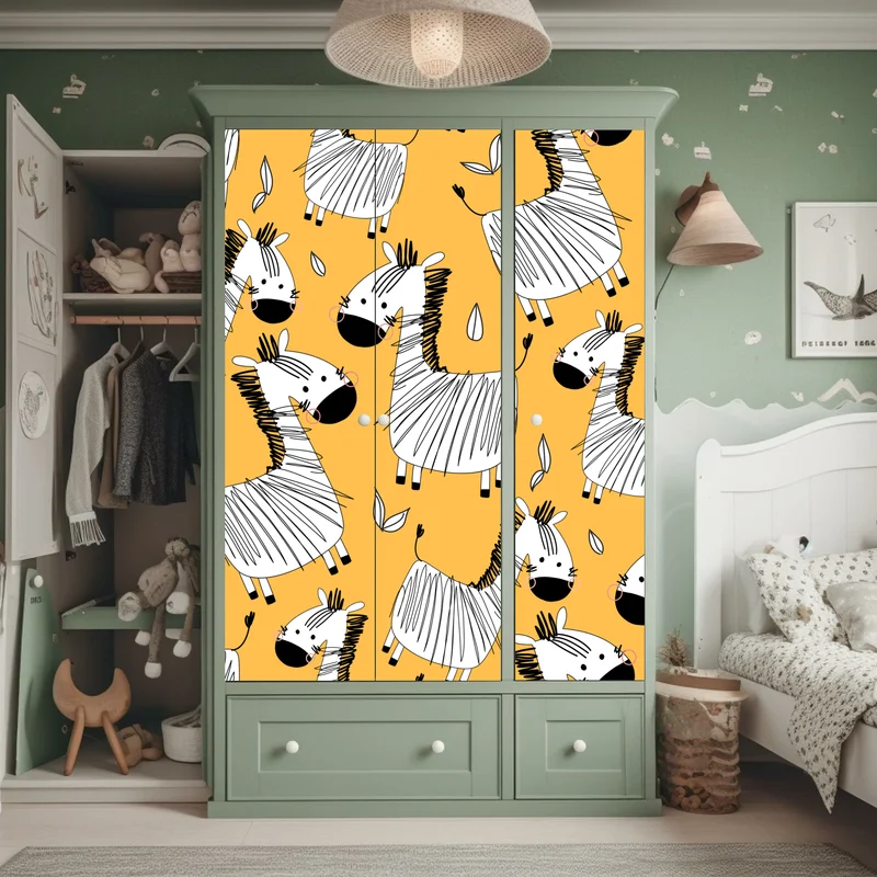 Schrankaufkleber verspieltes zebramuster für kinderzimmer Schrankaufkleber verspieltes zebramuster für kinderzimmer