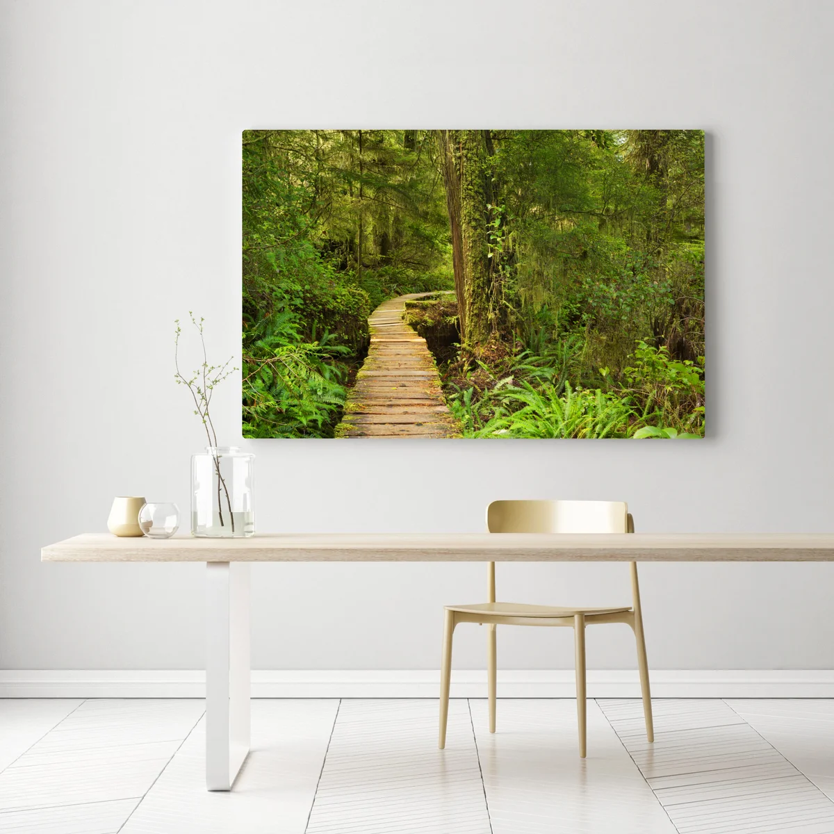 Leinwandbild steg im Pacific Rim regenwald Leinwandbild steg im Pacific Rim regenwald