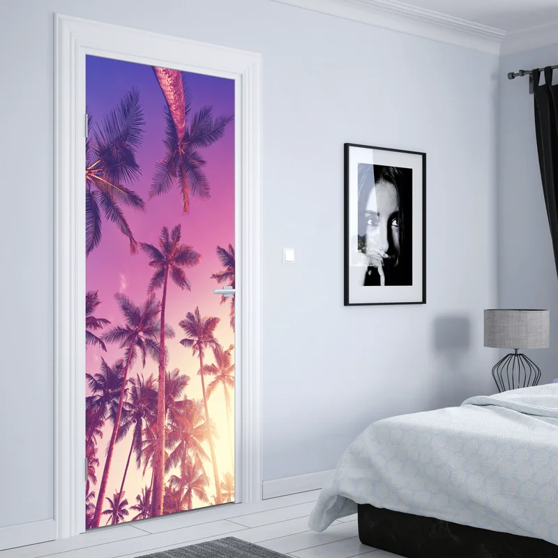 Türaufkleber tropische palmen beim sonnenuntergang