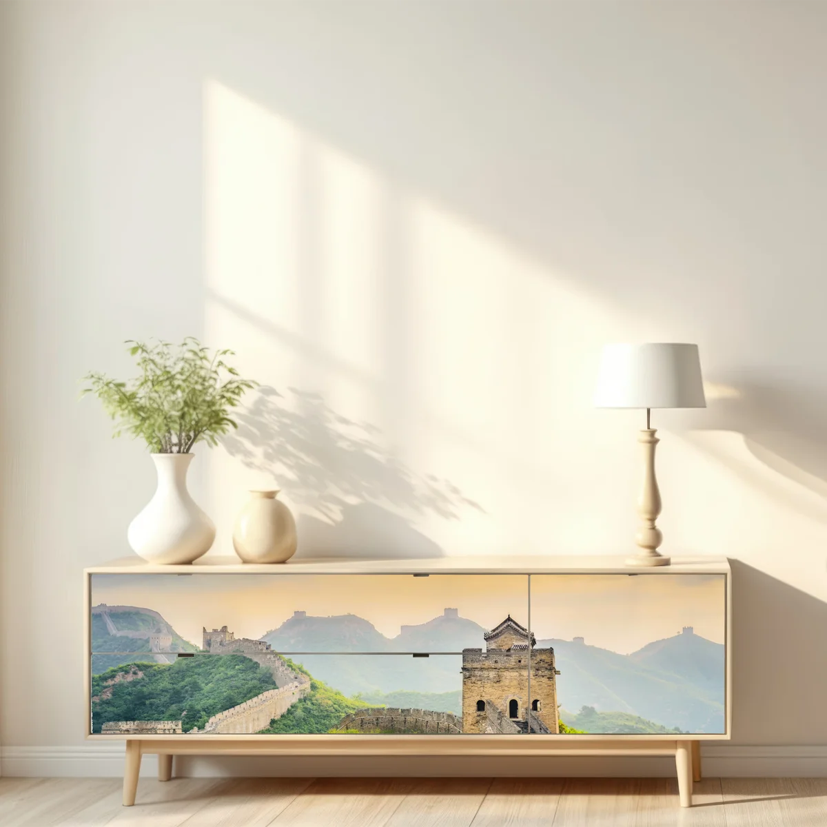 Repositionierbarer Aufkleber sonnenaufgang über der Chinesischen Mauer Repositionierbarer Aufkleber sonnenaufgang über der Chinesischen Mauer