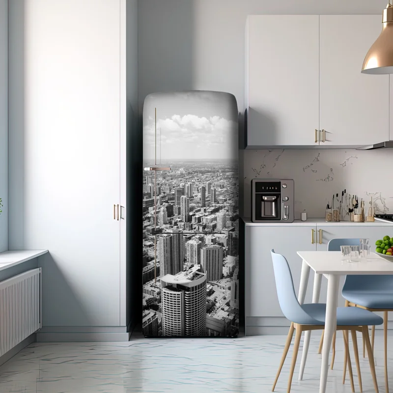 Kühlschrankaufkleber Chicago skyline in graustufen