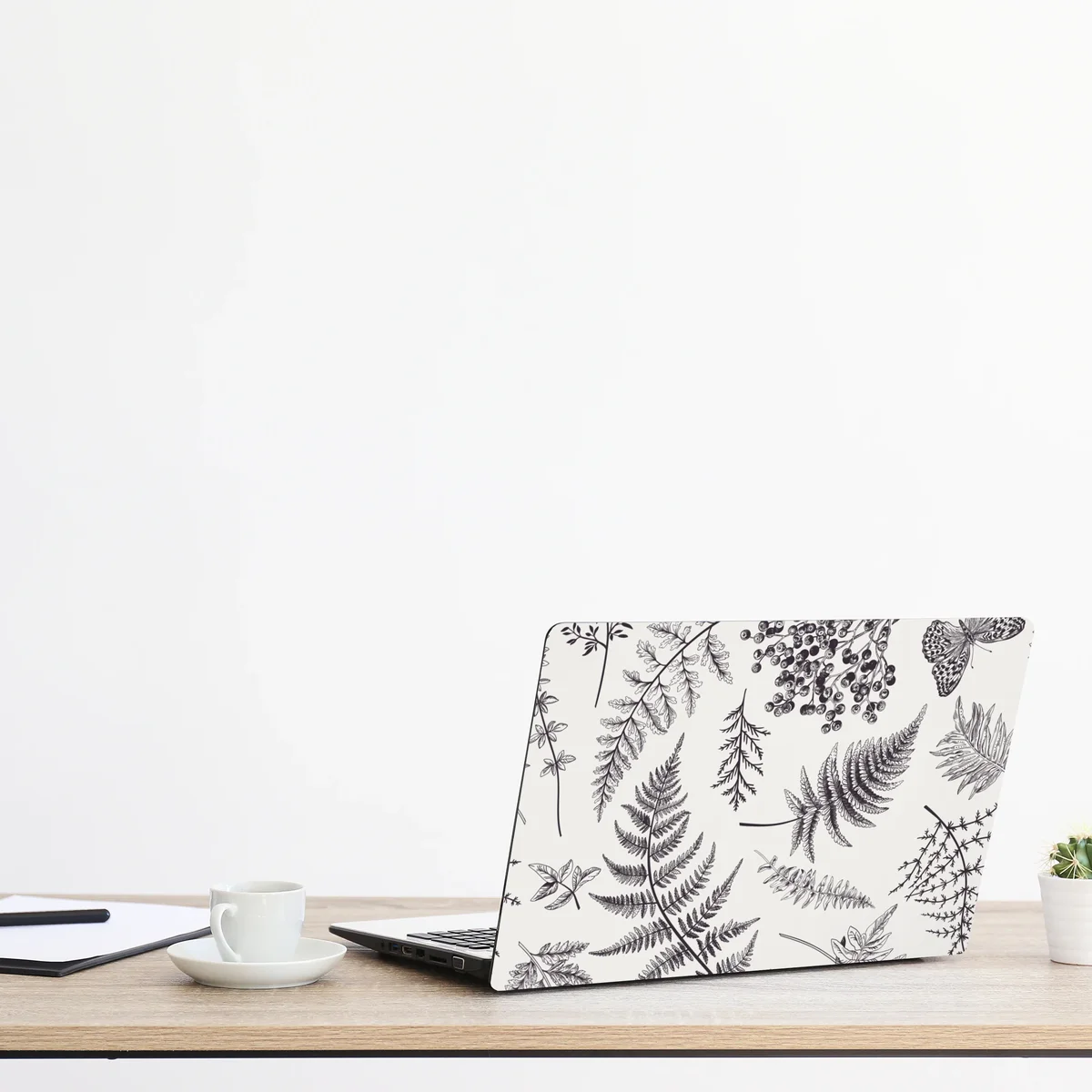 Laptop-Aufkleber monochromes botanisches blättermuster Laptop-Aufkleber monochromes botanisches blättermuster