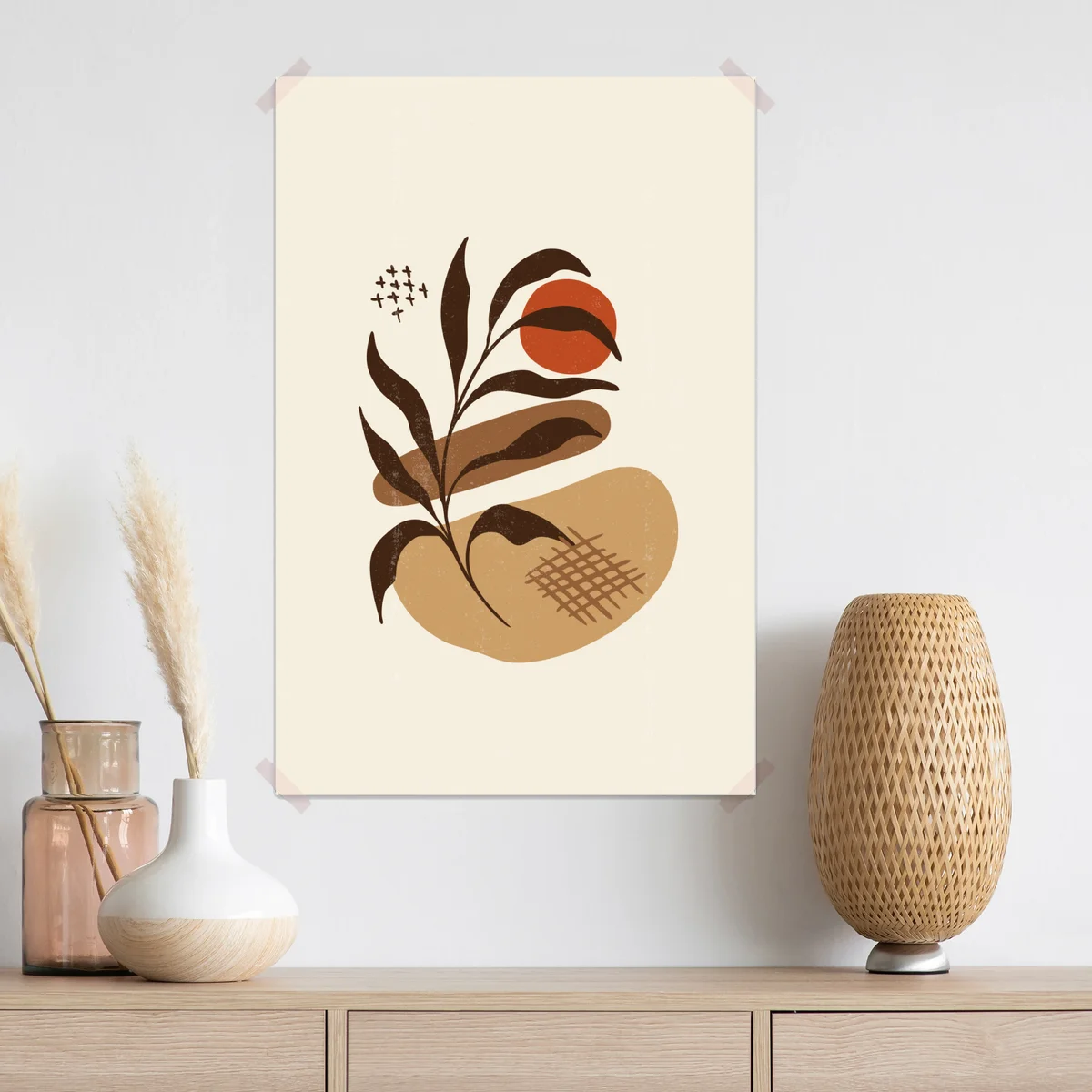 Poster minimalistische boho botanische komposition • Poster bei Wallnifity® Poster minimalistische boho botanische komposition • Poster bei Wallnifity®