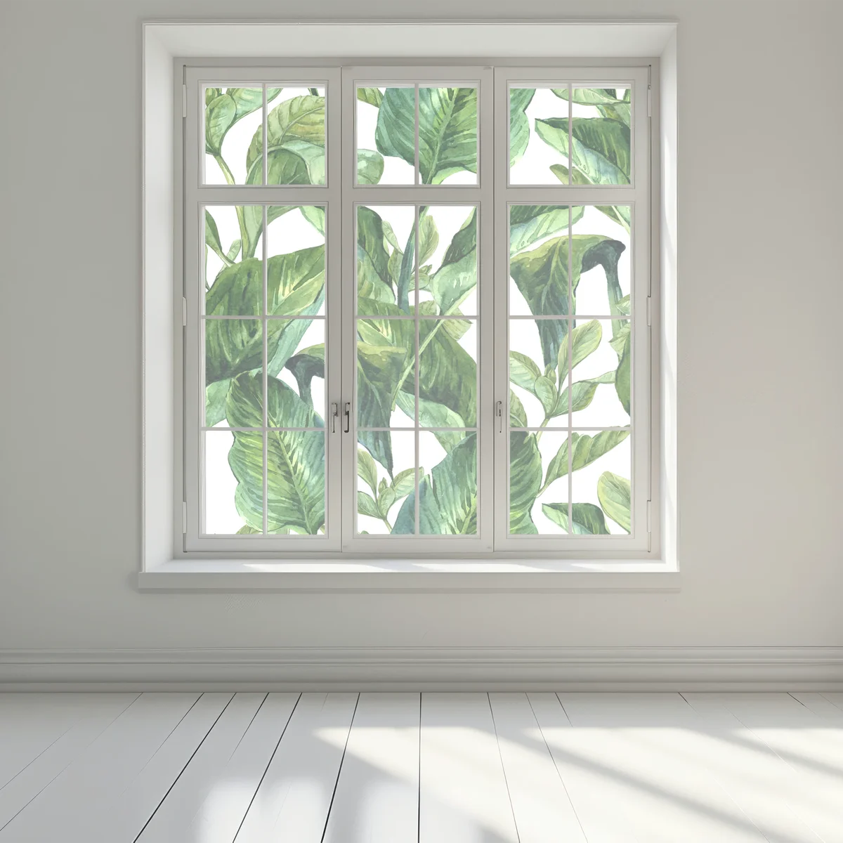 Fensteraufkleber üppiges aquarellmuster tropischer blätter Fensteraufkleber üppiges aquarellmuster tropischer blätter