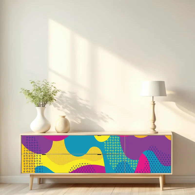 Repositionierbarer Aufkleber leuchtendes abstraktes wellenmuster