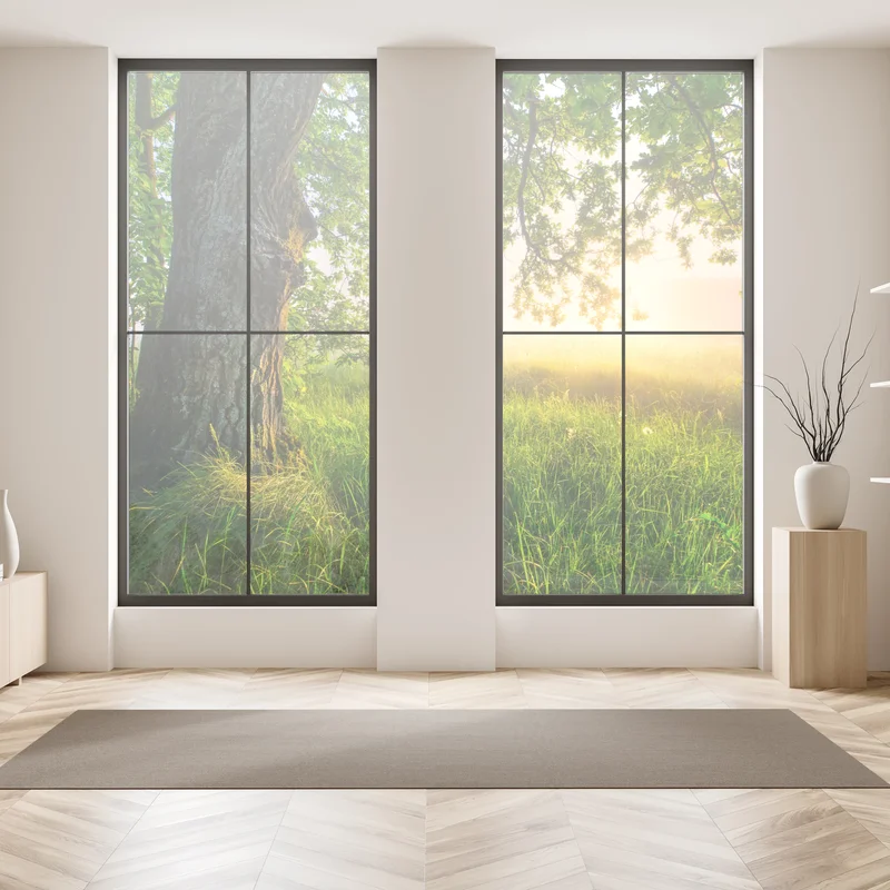 Fensteraufkleber morgendliche eiche auf sonnenbeschienener wiese