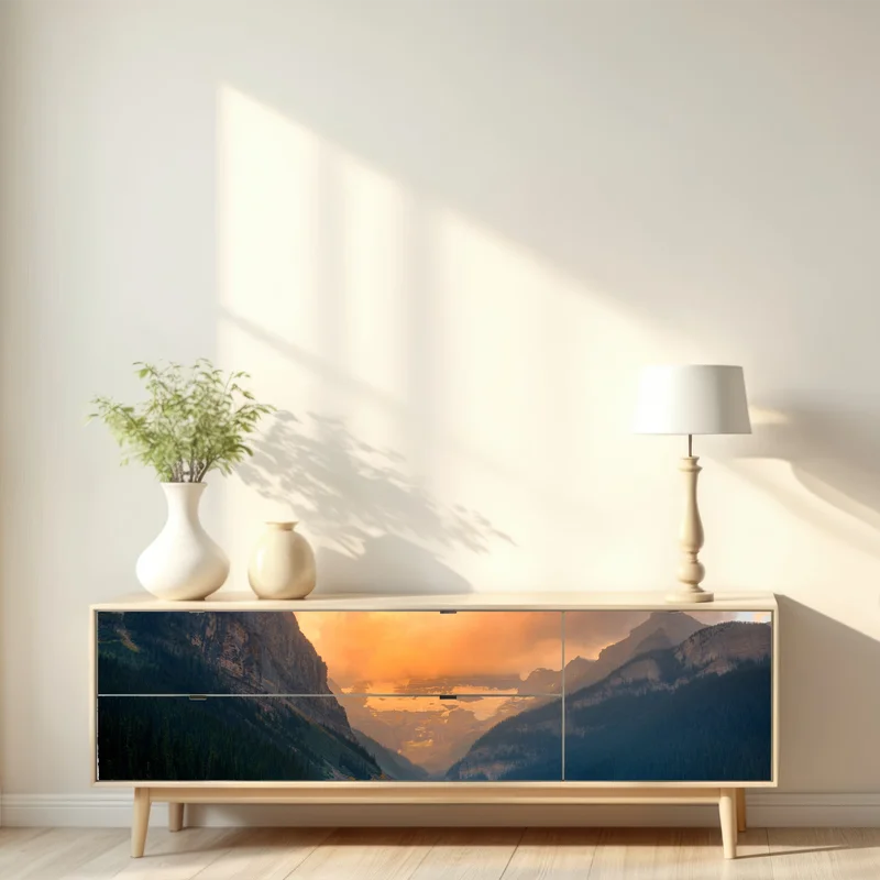 Repositionierbarer Aufkleber sonnenaufgang über Lake Louise, Banff Repositionierbarer Aufkleber sonnenaufgang über Lake Louise, Banff