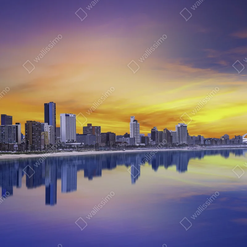 Fototapeta Durban zmierzchowa panorama nad plażą Fototapeta Durban zmierzchowa panorama nad plażą