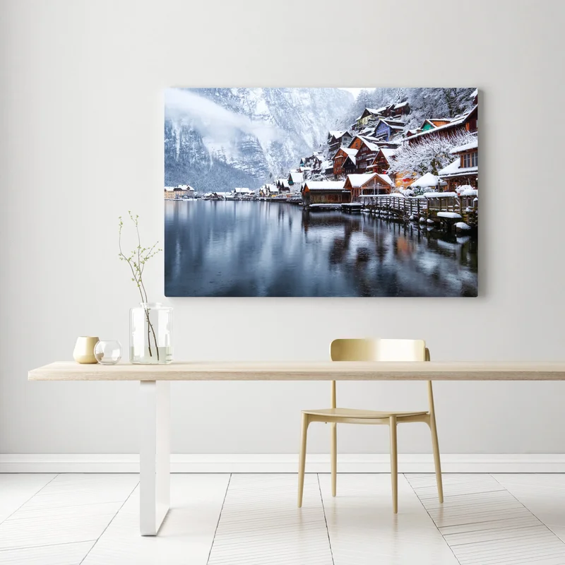 Leinwandbild verschneites Hallstatt am see Leinwandbild verschneites Hallstatt am see