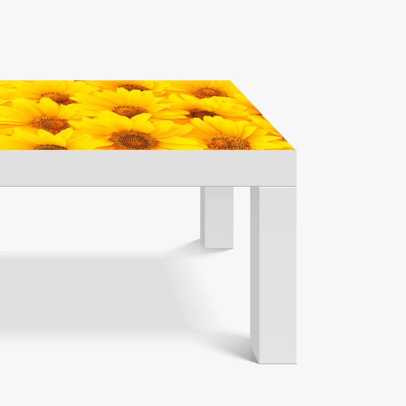 Tischaufkleber und Schreibtischaufkleber leuchtende gelbe sonnenblumen in nahaufnahme Tischaufkleber und Schreibtischaufkleber leuchtende gelbe sonnenblumen in nahaufnahme