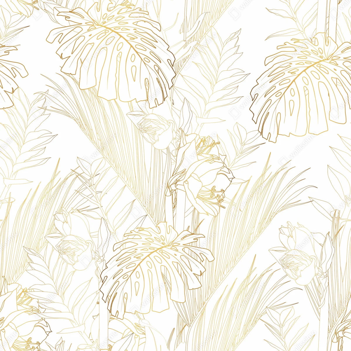 Repositionierbarer Aufkleber goldenes tropisches blattmuster Repositionierbarer Aufkleber goldenes tropisches blattmuster