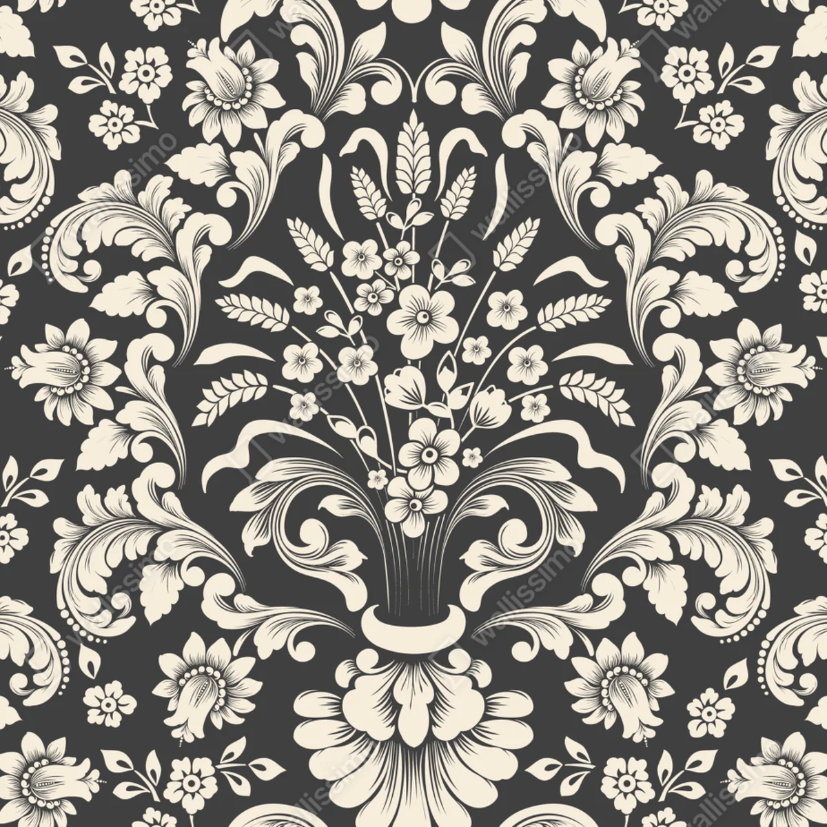 Naklejka na okno vintage kwiatowy wzór damask Naklejka na okno vintage kwiatowy wzór damask