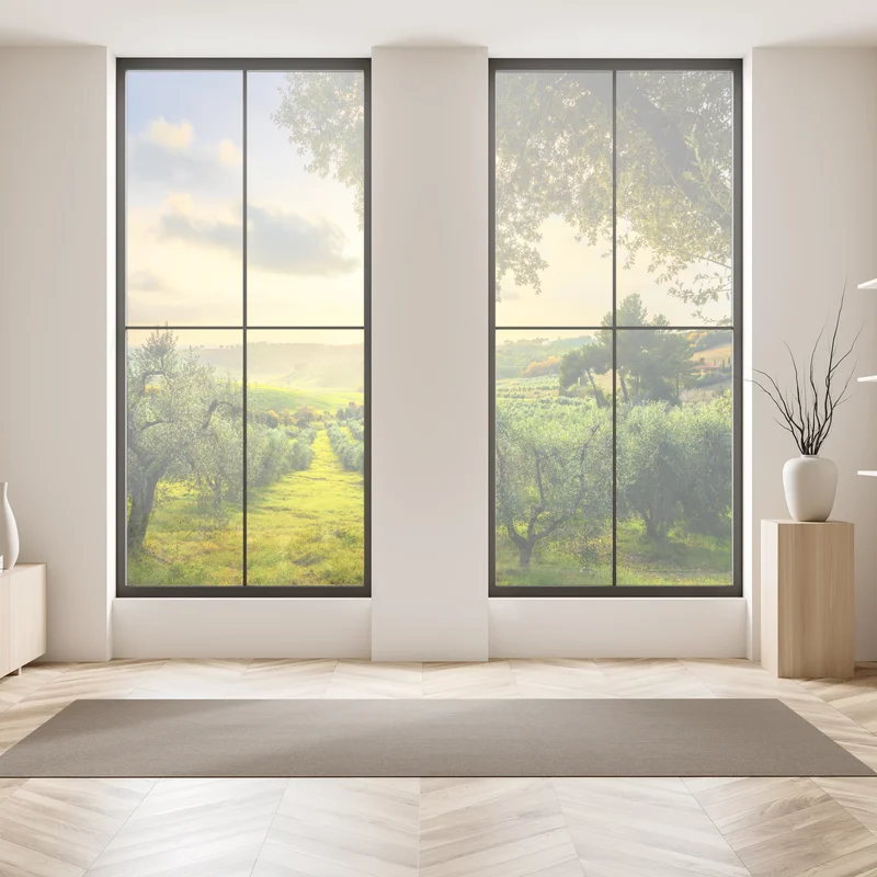 Fensteraufkleber olivenhain bei sonnenuntergang in Maremma, Toskana