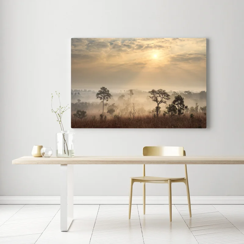 Leinwandbild Thailand sawanne bei sonnenaufgang Leinwandbild Thailand sawanne bei sonnenaufgang