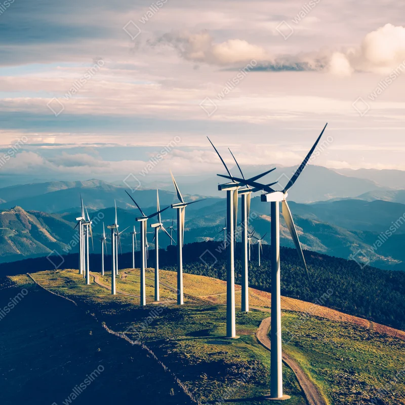 Poster windräder auf dem bergkamm • Poster bei Wallnifity® Poster windräder auf dem bergkamm • Poster bei Wallnifity®