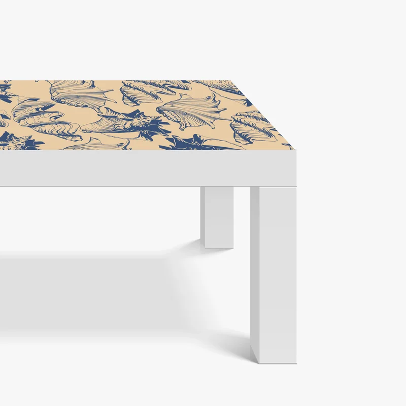 Tischaufkleber und Schreibtischaufkleber muschelmuster in blau und beige